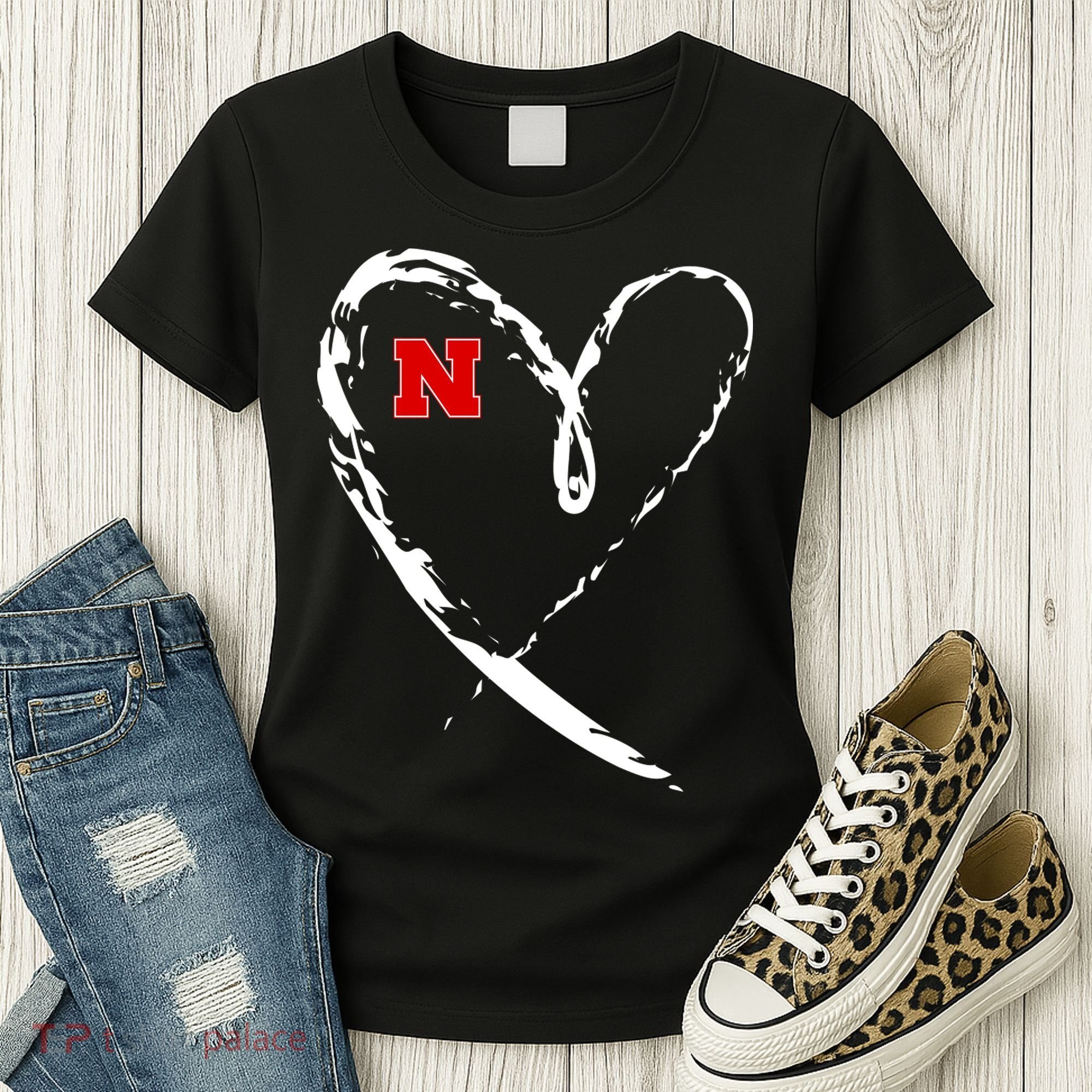 I Heart Love Nebraska Football Women's T-Shirt