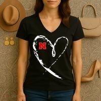 I Heart Love Nebraska Football Women's V-Neck T-Shirt thumb 3