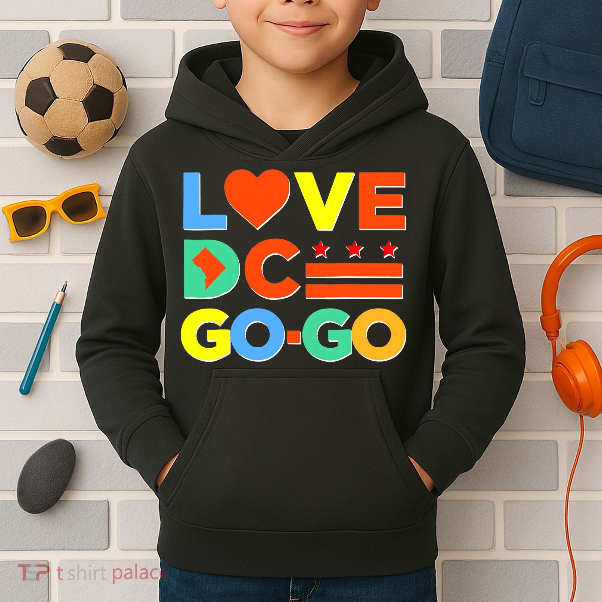 I Heart Love DC Washington D.C I Love Go Go Graphics Kids Hoodie