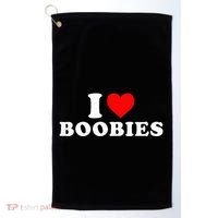 I Heart Love Boobies Golf Towel thumb 0