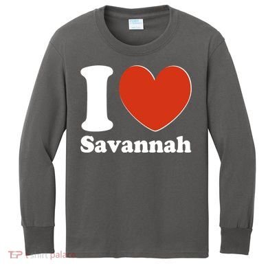 I Heart Love Savannah Kids Long Sleeve Shirt