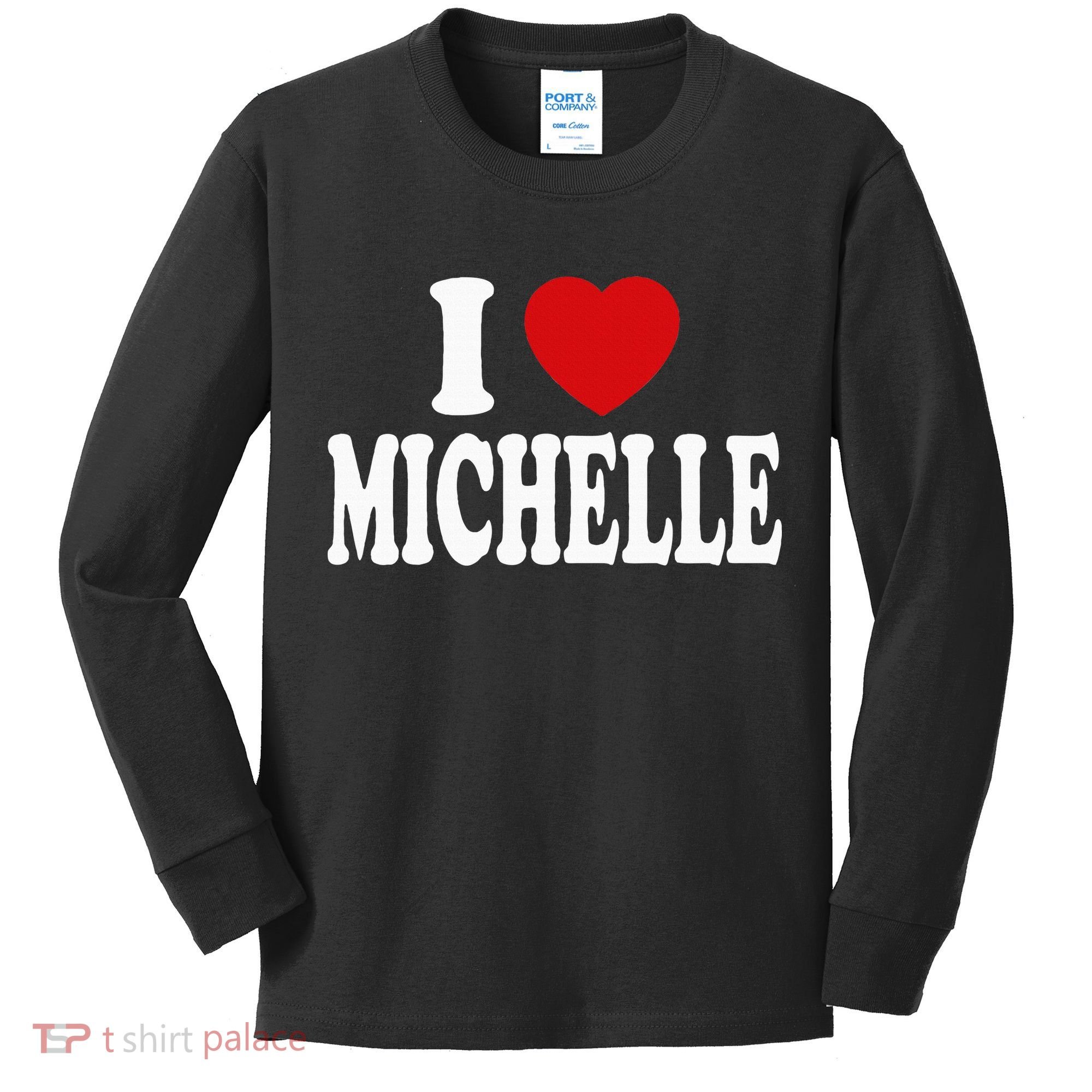 I Heart Love Michelle Kids Long Sleeve Shirt