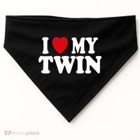 I HEART LOVE MY TWIN USA-Made Doggie Bandana thumb 0