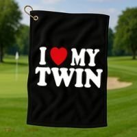 I HEART LOVE MY TWIN Golf Towel thumb 1