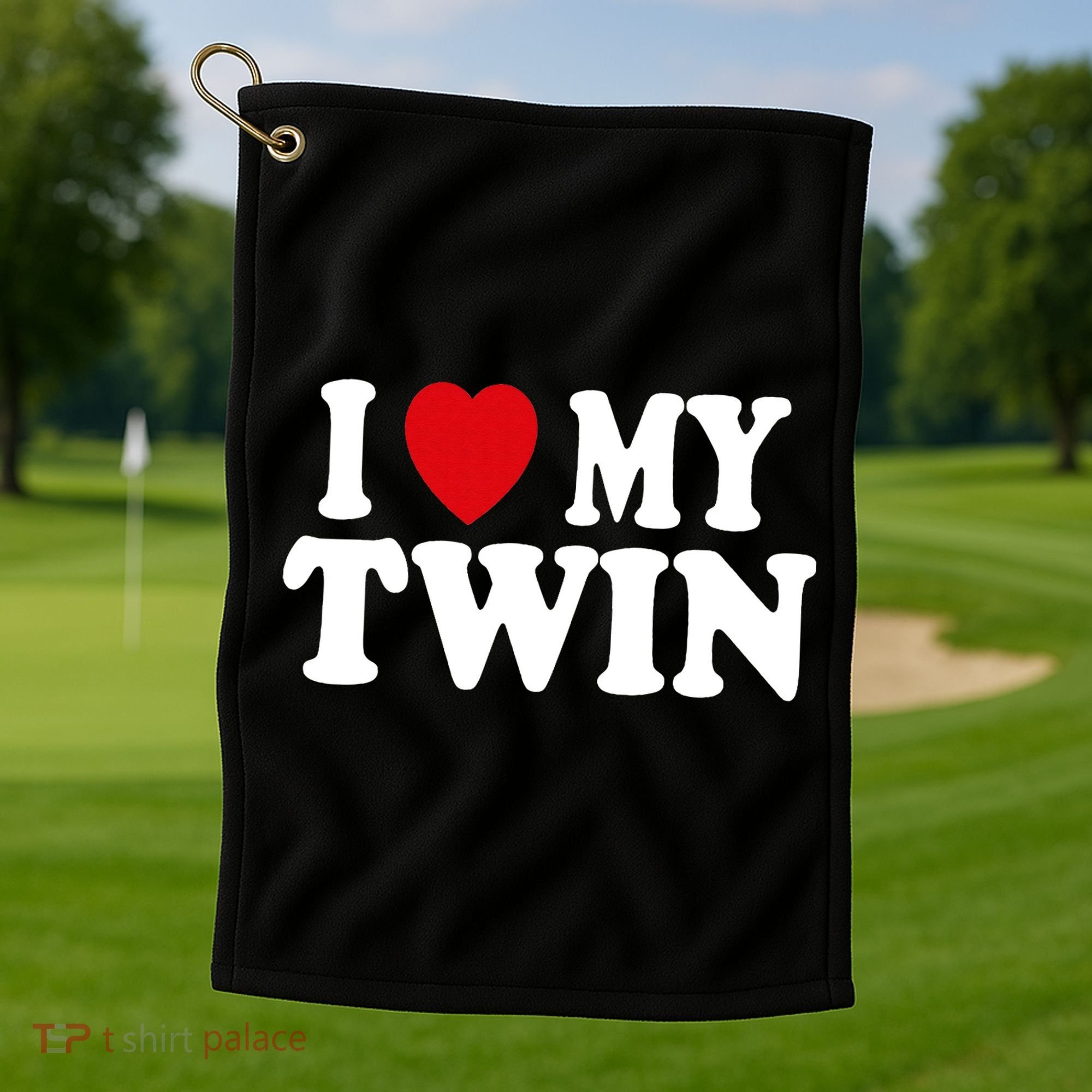 I HEART LOVE MY TWIN Golf Towel