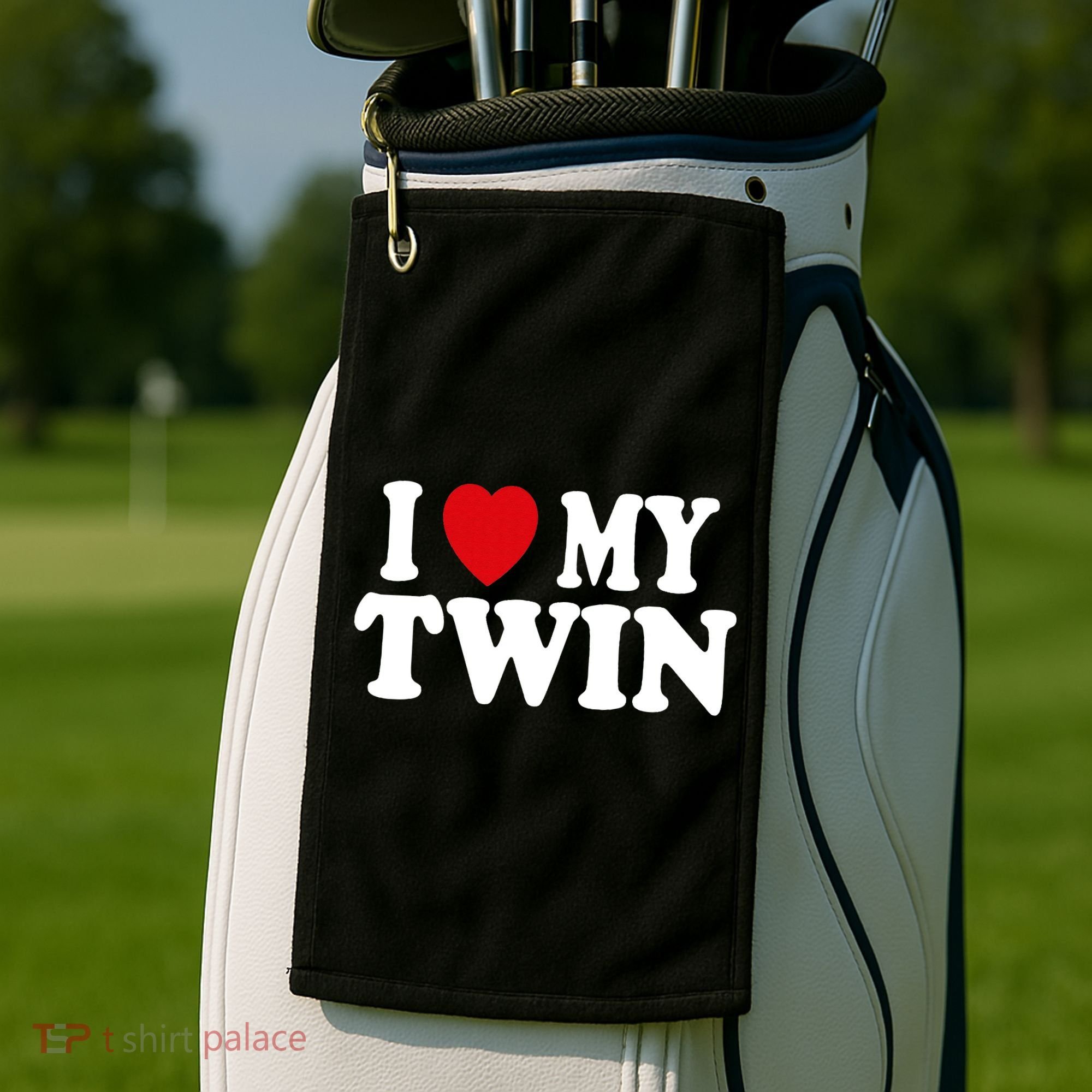 I HEART LOVE MY TWIN Golf Towel