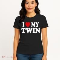I HEART LOVE MY TWIN Women's T-Shirt thumb 4
