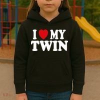 I HEART LOVE MY TWIN Kids Hoodie thumb 3