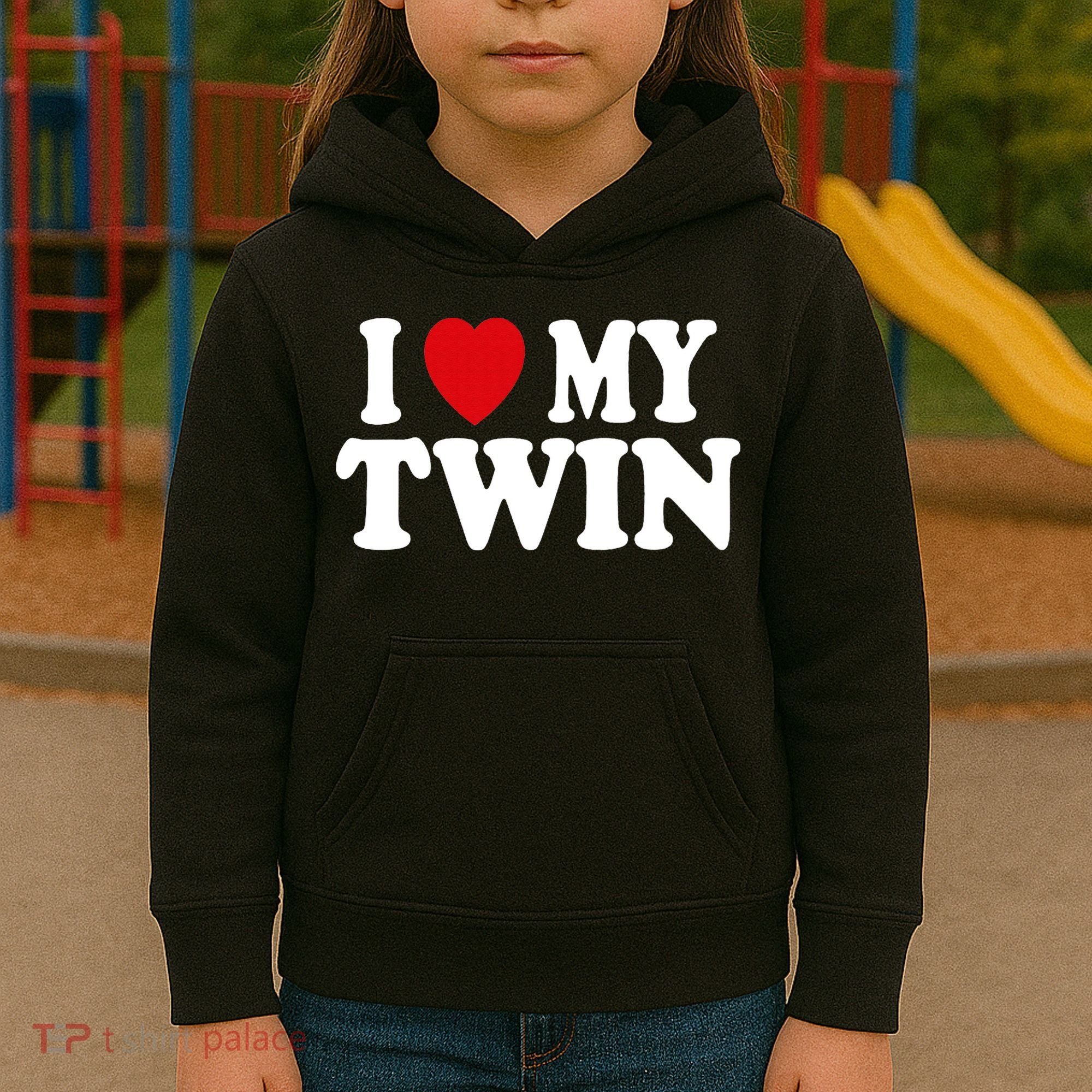 I HEART LOVE MY TWIN Kids Hoodie