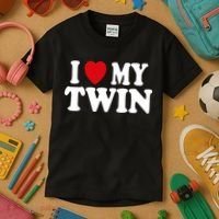 I HEART LOVE MY TWIN Kids T-Shirt thumb 3