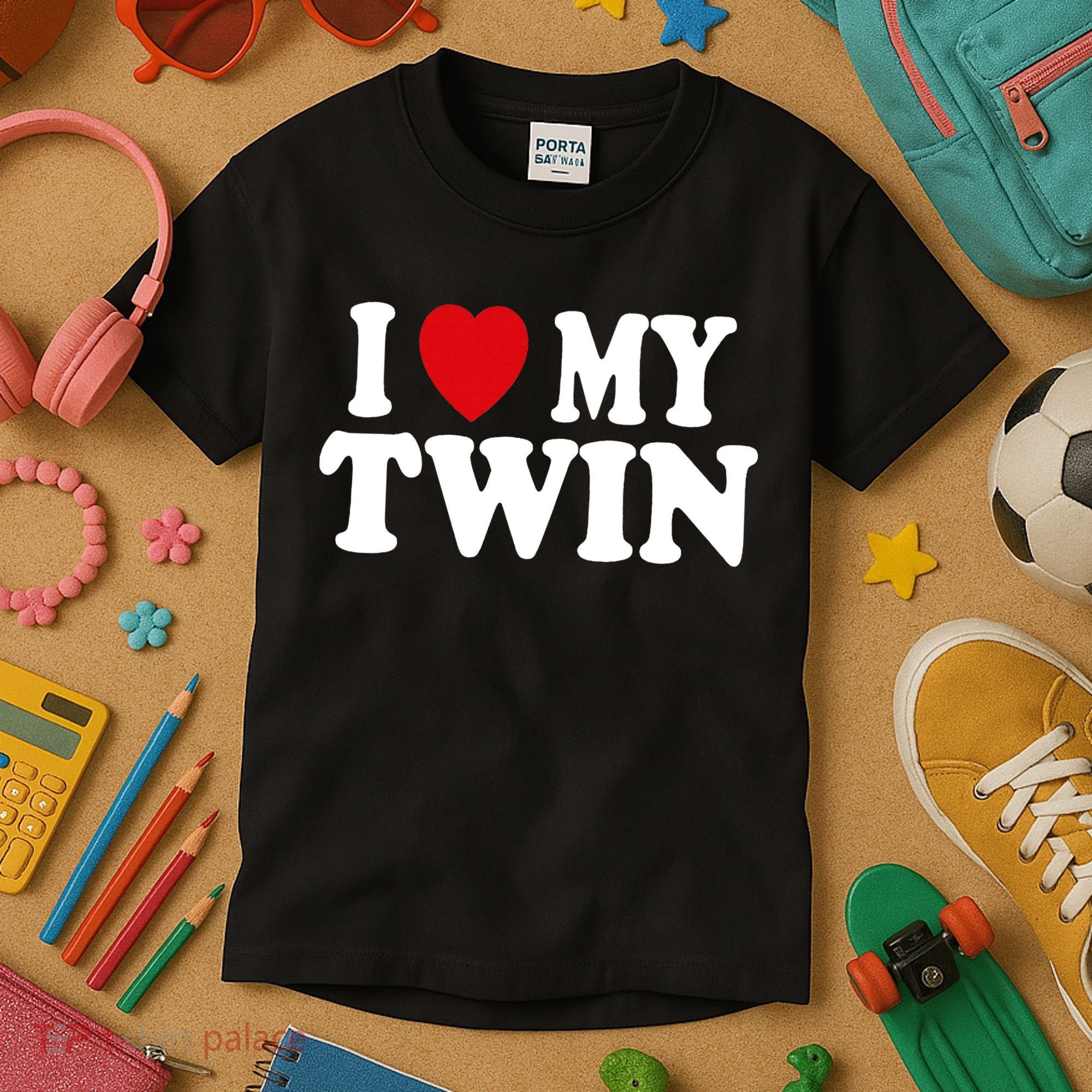 I HEART LOVE MY TWIN Kids T-Shirt