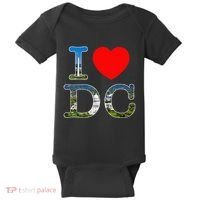I Heart Love Washington WA DC Classic Font Baby Bodysuit thumb 0