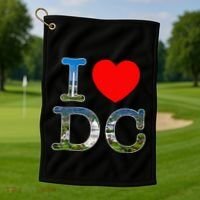 I Heart Love Washington WA DC Classic Font Golf Towel thumb 1