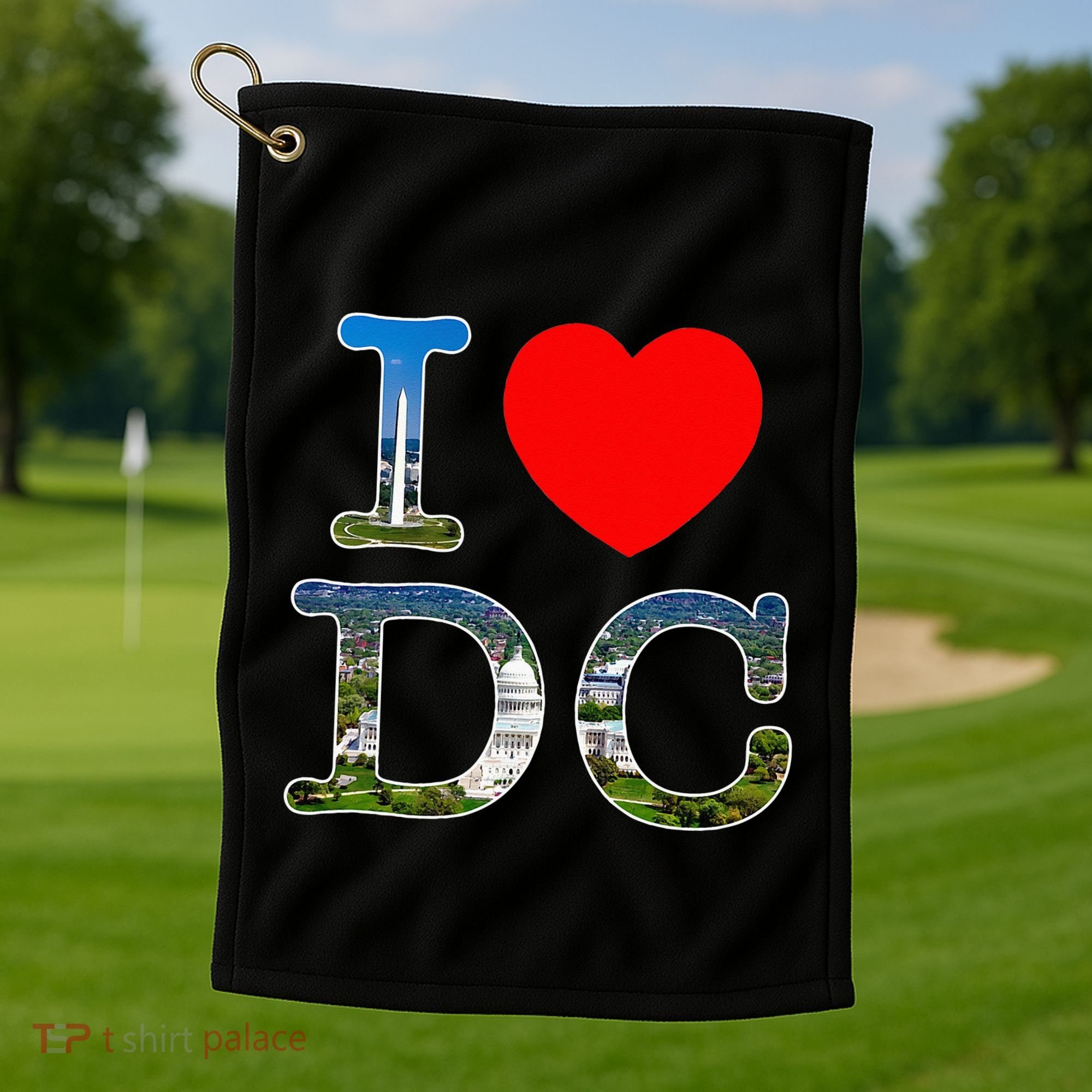 I Heart Love Washington WA DC Classic Font Golf Towel