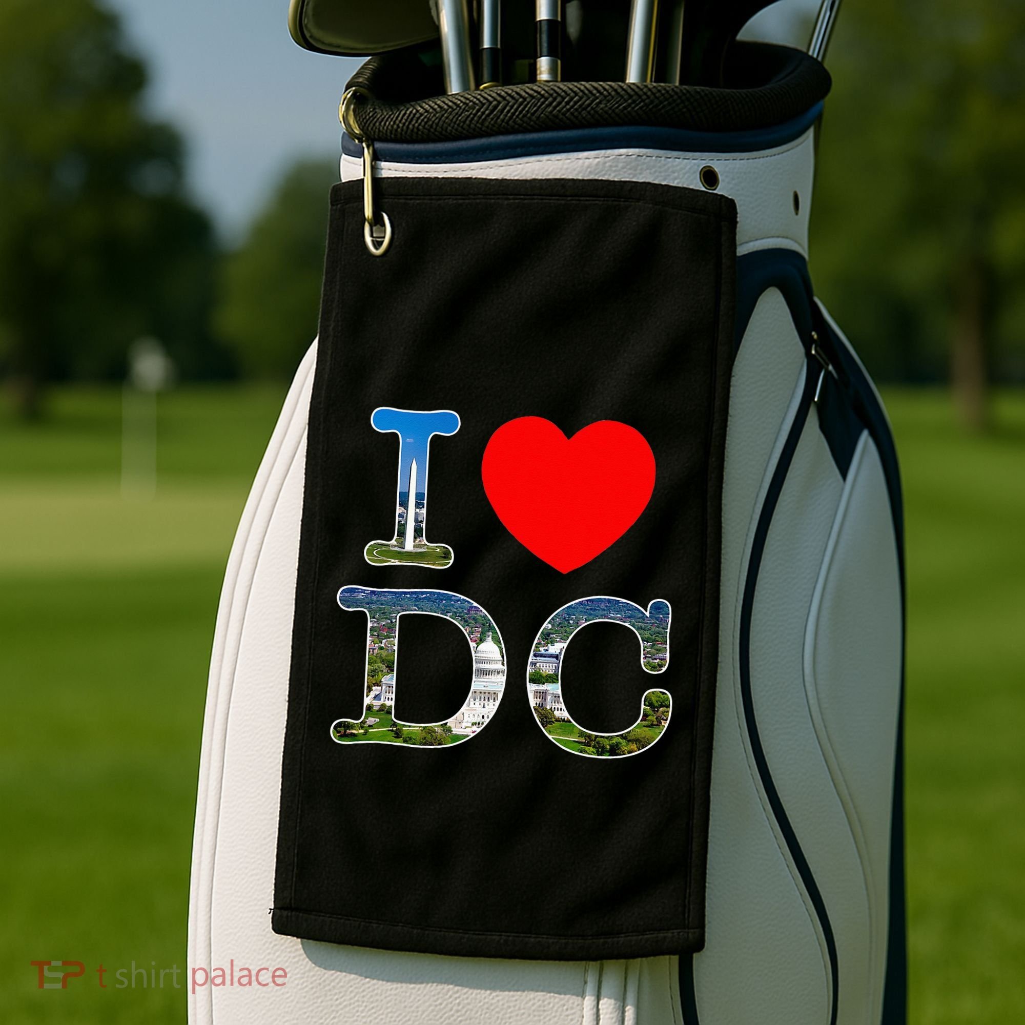 I Heart Love Washington WA DC Classic Font Golf Towel