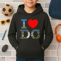 I Heart Love Washington WA DC Classic Font Kids Hoodie thumb 2