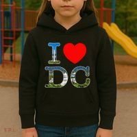 I Heart Love Washington WA DC Classic Font Kids Hoodie thumb 3