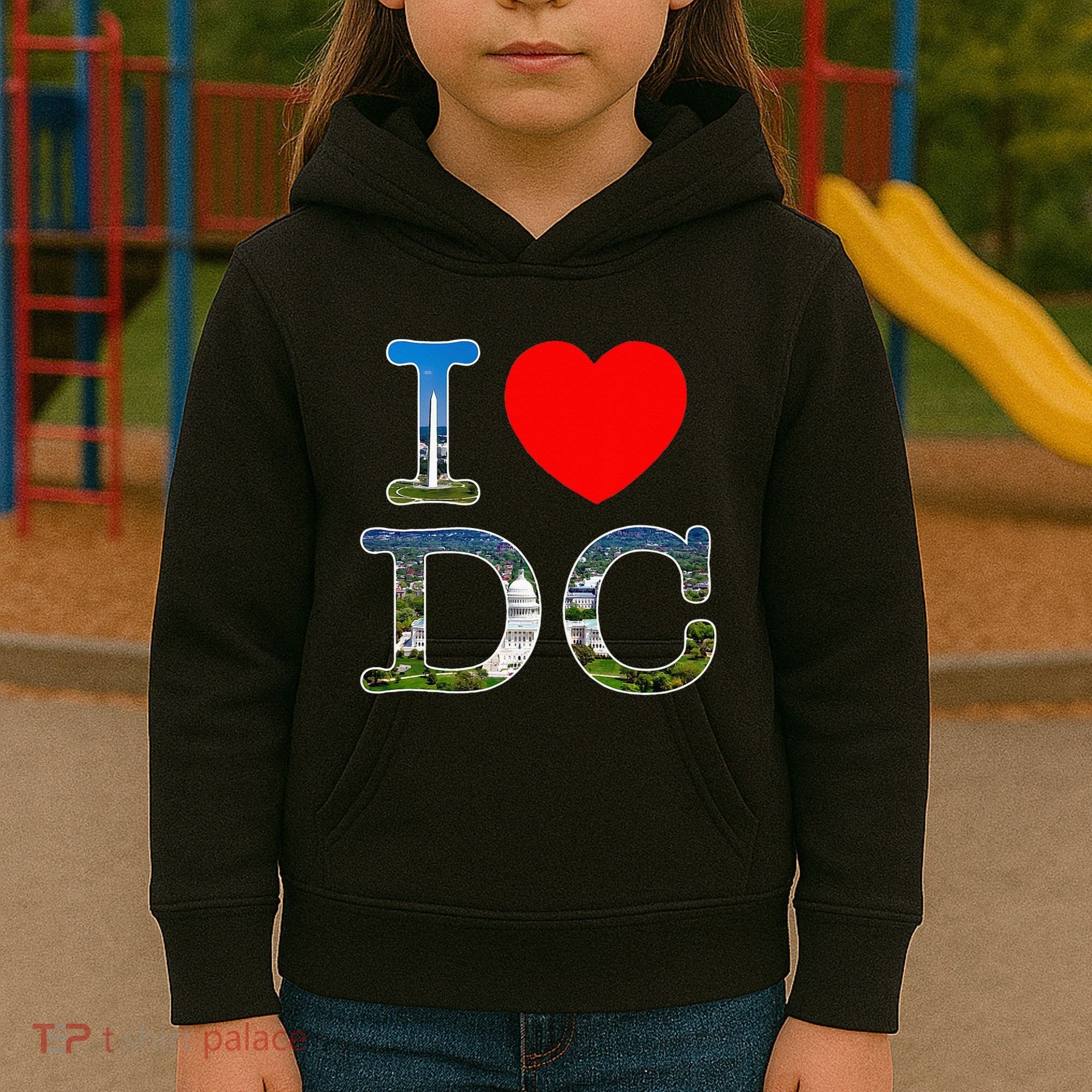 I Heart Love Washington WA DC Classic Font Kids Hoodie
