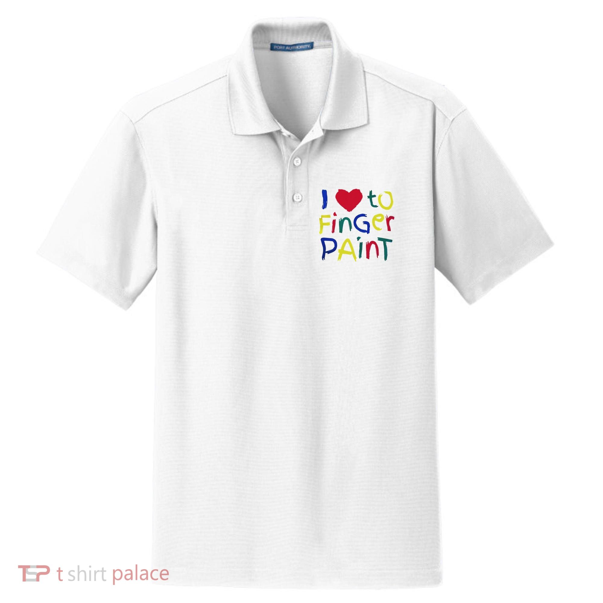 I Heart Love To Finger Paint IM Paint Dry Zone Grid Polo