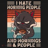 I Hate Morning People And Mornings And People Coffee Cat Gift Sustainable Bucket Hat thumb 2