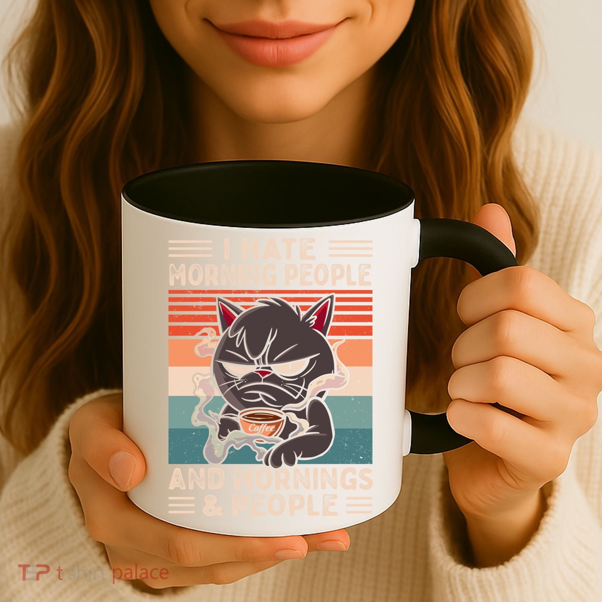 I Hate Morning People And Mornings And People Coffee Cat Gift Coffee Mug