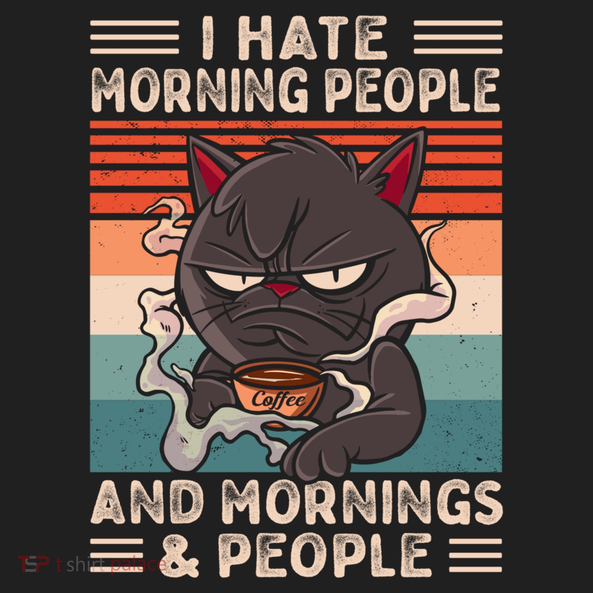 I Hate Morning People And Mornings And People Coffee Cat Gift Golf Towel