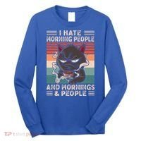 I Hate Morning People And Mornings And People Coffee Cat Gift Long Sleeve Shirt thumb 0