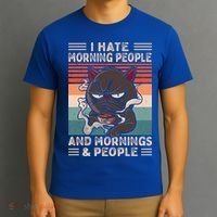 I Hate Morning People And Mornings And People Coffee Cat Gift T-Shirt thumb 3