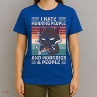 I Hate Morning People And Mornings And People Coffee Cat Gift T-Shirt thumb 4