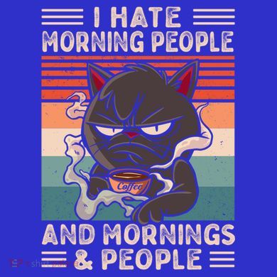 I Hate Morning People And Mornings And People Coffee Cat Gift V-Neck T-Shirt
