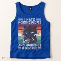 I Hate Morning People And Mornings And People Coffee Cat Gift Tank Top thumb 2