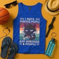 I Hate Morning People And Mornings And People Coffee Cat Gift Tank Top thumb 4