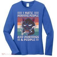 I Hate Morning People And Mornings And People Coffee Cat Gift Women's Long Sleeve Shirt thumb 0