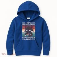 I Hate Morning People And Mornings And People Coffee Cat Gift Kids Hoodie thumb 0