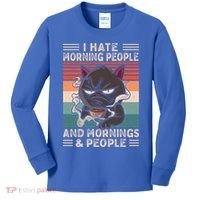 I Hate Morning People And Mornings And People Coffee Cat Gift Kids Long Sleeve Shirt thumb 0