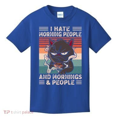I Hate Morning People And Mornings And People Coffee Cat Gift Kids T-Shirt