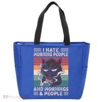 I Hate Morning People And Mornings And People Coffee Cat Gift Tote Bag thumb 0