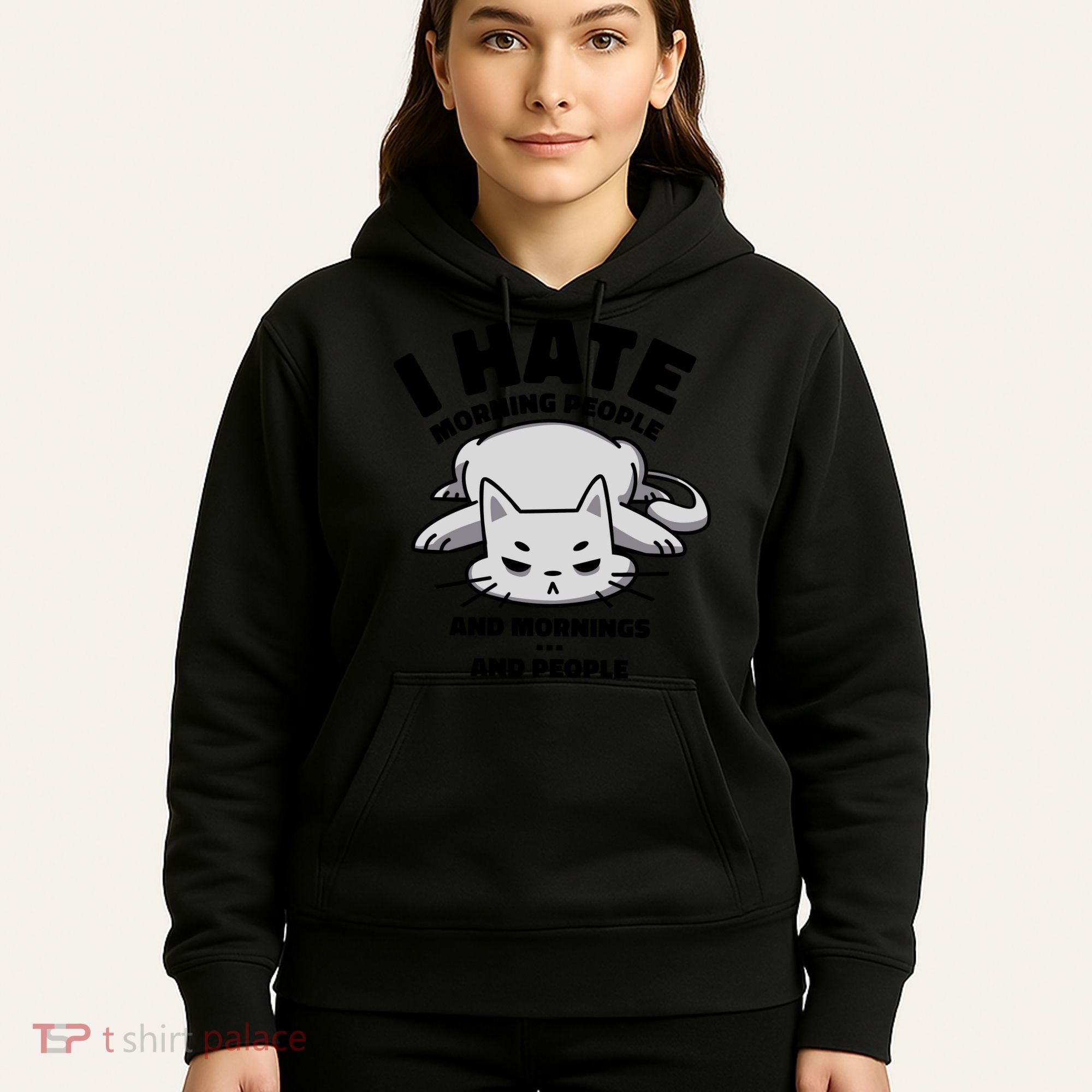 I Hate Mornings And People Funny Cat Hoodie