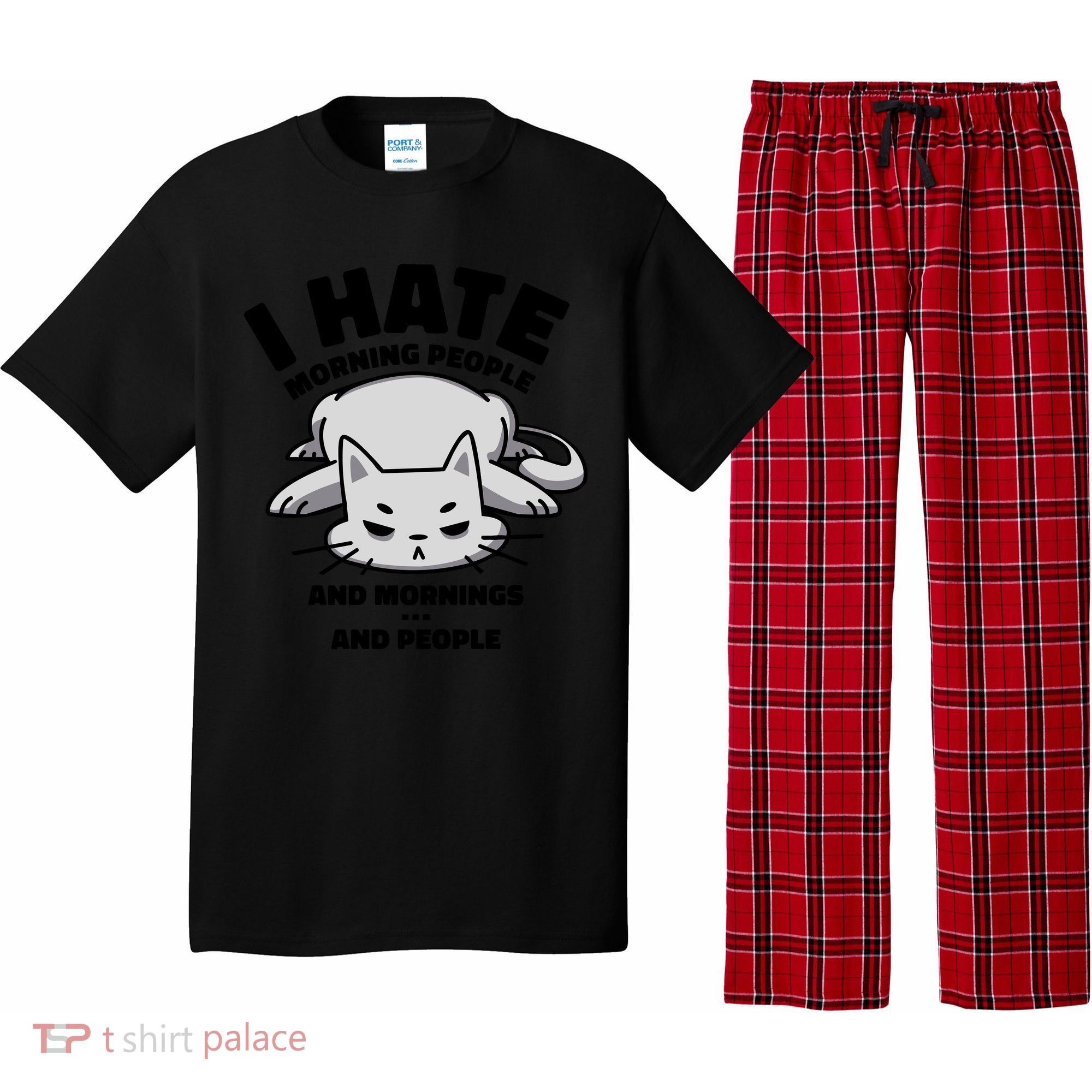 I Hate Mornings And People Funny Cat Pajama Set