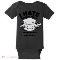 I Hate Mornings And People Funny Cat Baby Bodysuit thumb 0