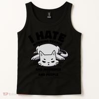 I Hate Mornings And People Funny Cat Tank Top thumb 2