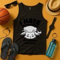 I Hate Mornings And People Funny Cat Tank Top thumb 4