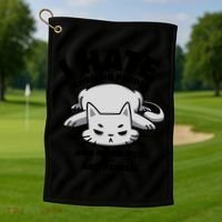 I Hate Mornings And People Funny Cat Golf Towel thumb 1