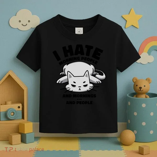 I Hate Mornings And People Funny Cat Toddler T-Shirt