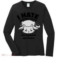 I Hate Mornings And People Funny Cat Women's Long Sleeve Shirt thumb 0