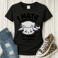 I Hate Mornings And People Funny Cat Women's T-Shirt thumb 3