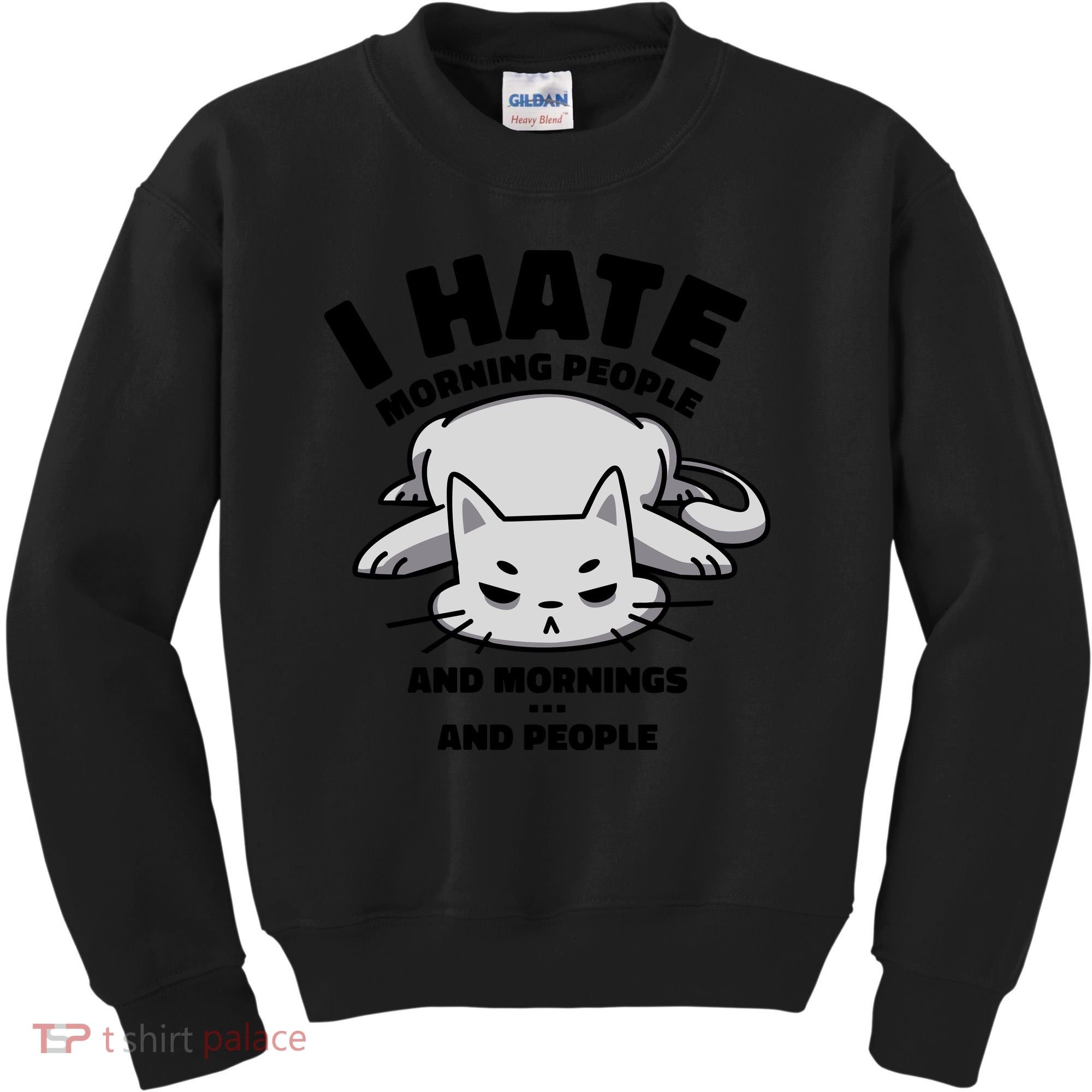 I Hate Mornings And People Funny Cat Kids Sweatshirt