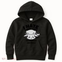 I Hate Mornings And People Funny Cat Kids Hoodie thumb 0