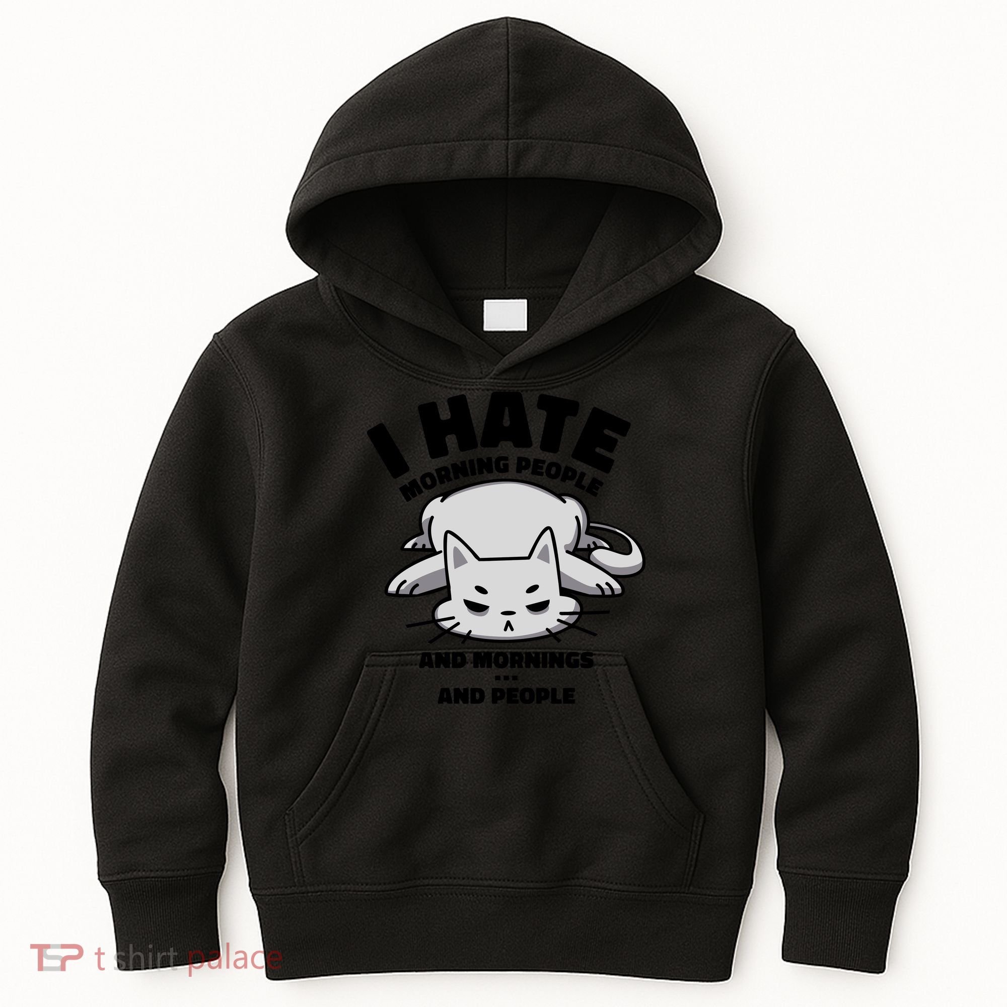 I Hate Mornings And People Funny Cat Kids Hoodie