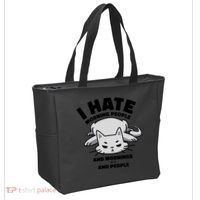 I Hate Mornings And People Funny Cat Tote Bag thumb 2